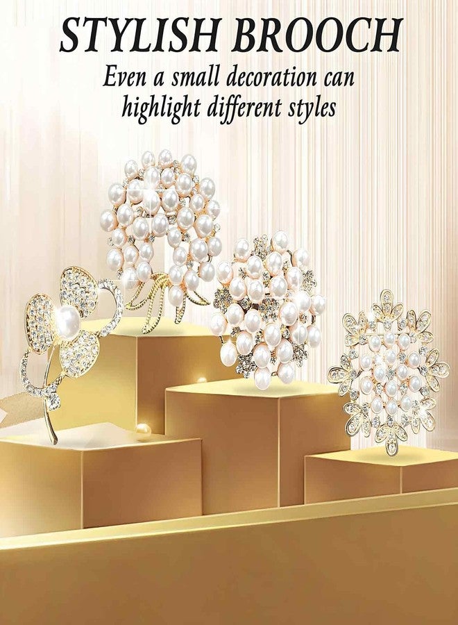 Waaqkid 4 PCS Crystal Pearl Brooches for Women, Broches para Ropa de Mujer, Brooch Pins for DIY Wedding Party - Image 5